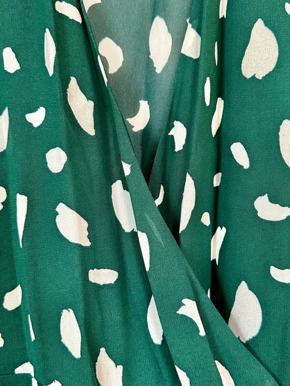 Reformation Mulberry Dress Forest Green & White Printed Wrap High-Low Dress - S - Picture 6 of 13